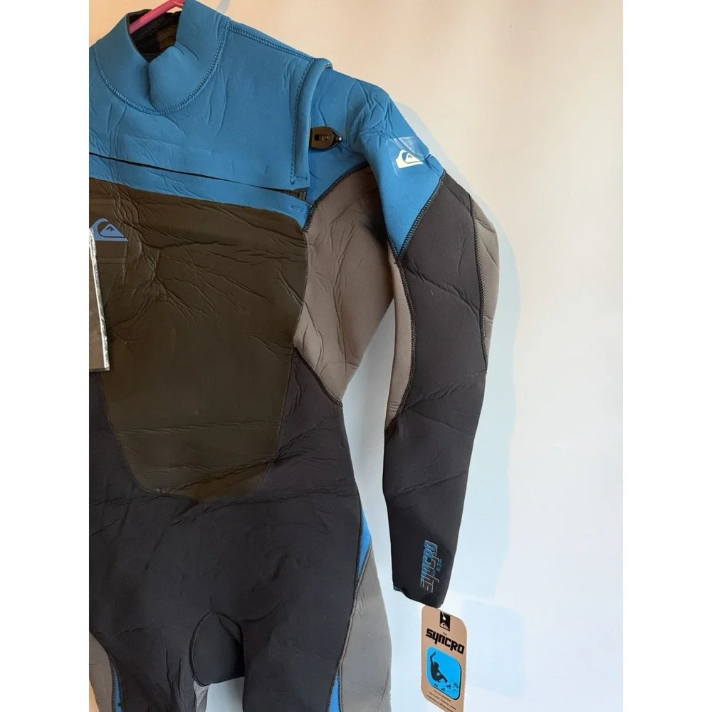 Quiksilver Wetsuit Men's 4/3 Syncro+ Chest Zip-blue-black-Medium-tall-NWT Surfer